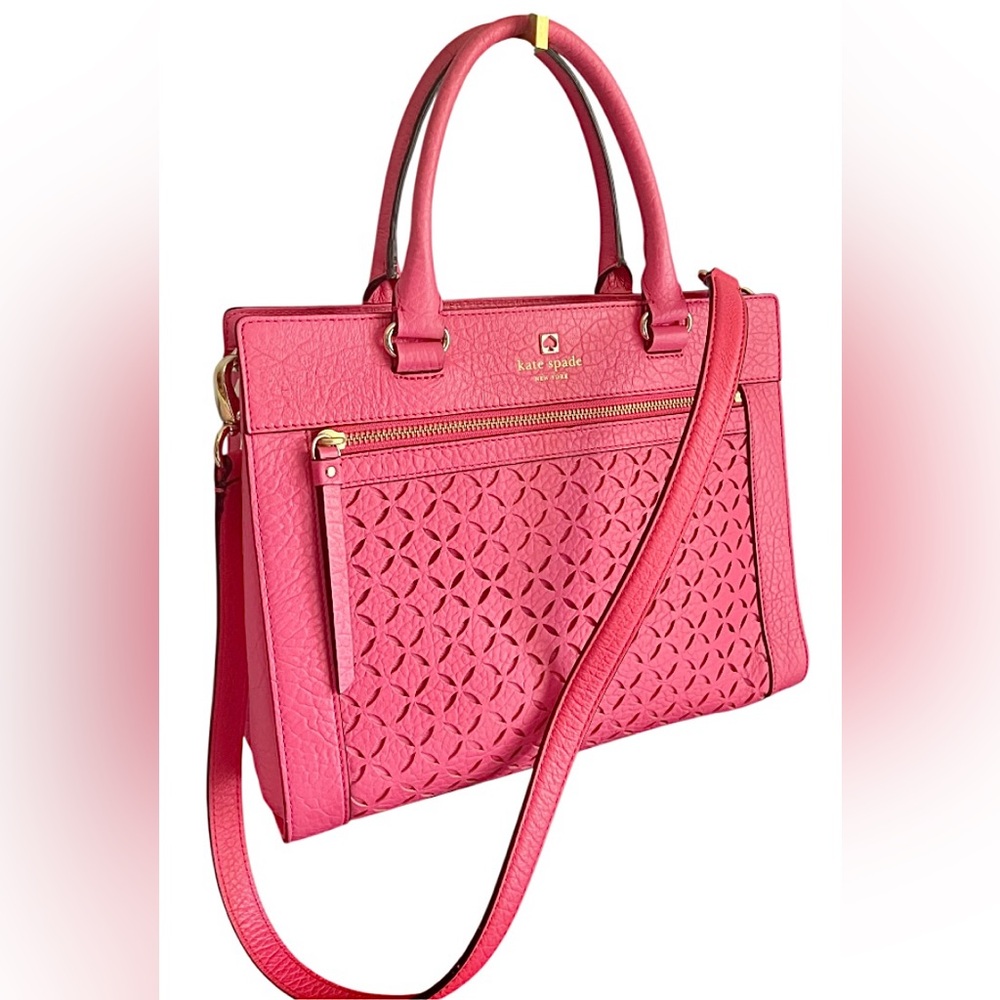 Kate Spade NEW Leather Pink w/cut-out detailing Crossbody/or Satchel carry